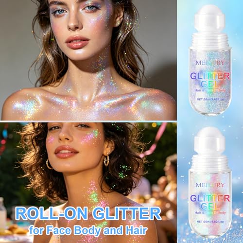 Roll-On Body Glitter Gel – Holographic Chameleon Shimmer