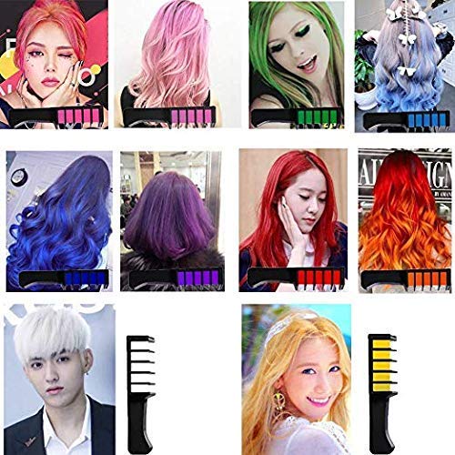 Kalolary 10-Color Washable Hair Chalk Comb Set for Kids
