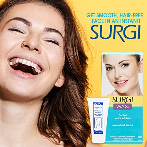 Surgiwax Facial Wax Strips, Ready-to-Use Facial Hair Removal for Women, Unwanted Hair Remover, Includes Soothing Gel, 2-Pack