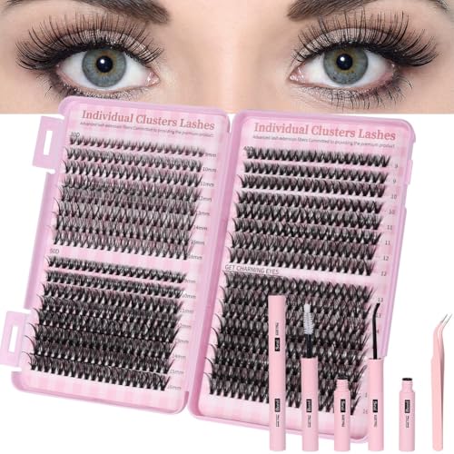AOMIG Cluster Eyelash Extensions Kit, 570PCS Volume Lashes 8-16mm