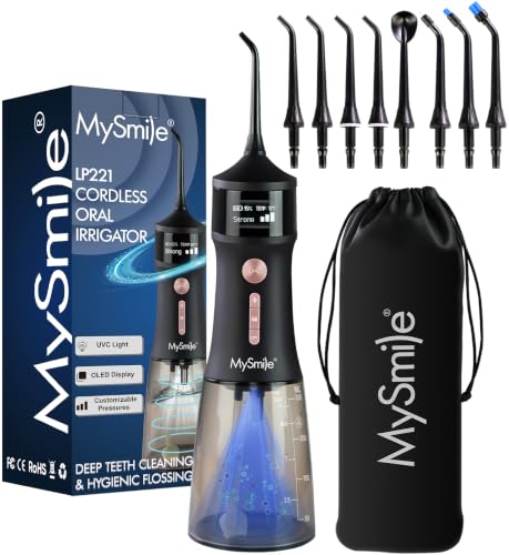 MySmile LP221 Cordless Water Flosser with UVC Light & OLED Display - Midnight Black