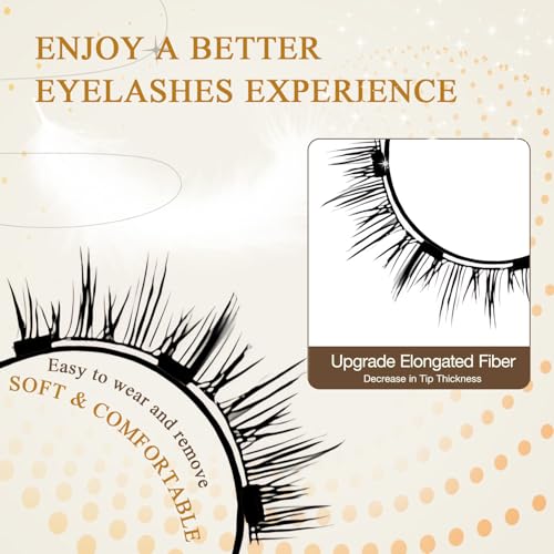 Ginani Magnetic Eyelashes,Ginani Magnet Eyelashes with Applicator Natural Look,Reusable No Glue or Liner Needed Soft Eyelashes Kit for Women(Natural+Simple)