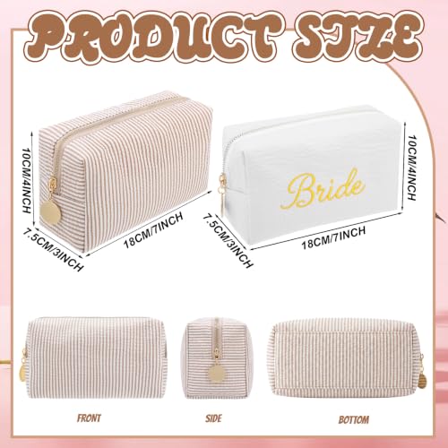 8-Piece Bridesmaid Makeup Bag Set, Seersucker & Embroidered