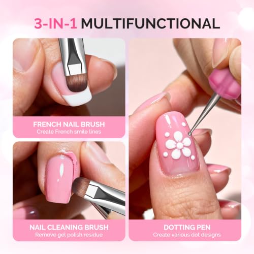 MelodySusie Dual-Ended French Tip Nail Brush & Dotting Pen Set