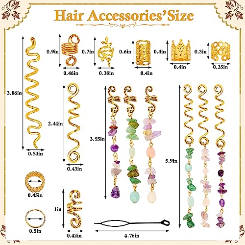 80 Pcs Natural Crystal Stone Hair Jewelry Dreadlock Accessories