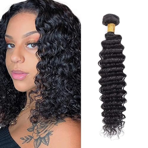12-Inch Brazilian Deep Wave Human Hair Bundles - #1B