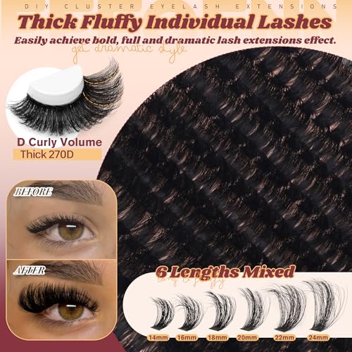 Fluffy Lash Clusters 14-24mm Volume Eyelash Extensions DIY