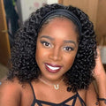 Punmasa Headband Wig Human Hair Deep Wave 12 Inches