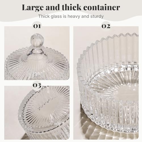 Teenitor Powder Puff 5.5" Extra Large Powder Puff and Container, Dusting Powder Container with Puff, Glass Crystal Powder Container for Body Powder Puff Pink