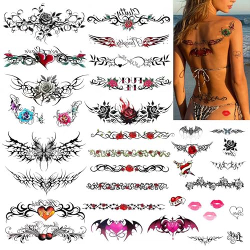Temporary Tattoos for Women - 36 Designs, Waterproof, Large