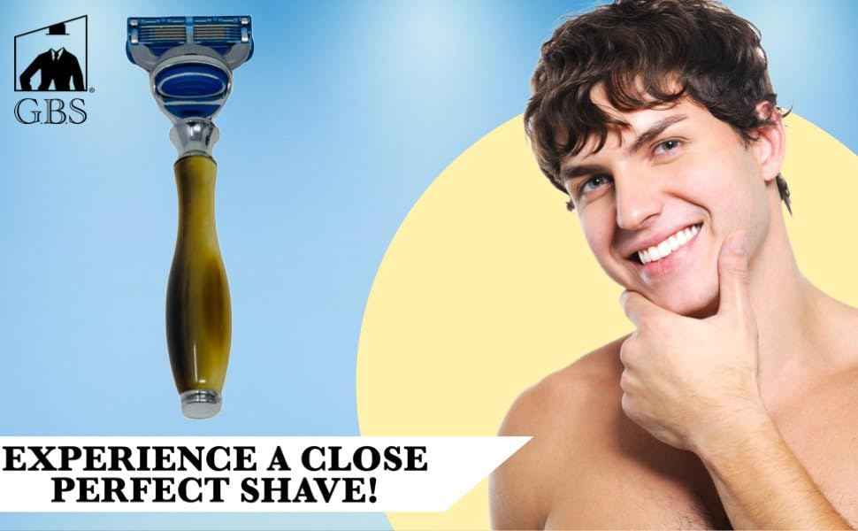 G.B.S 5 Blade Razor with Classic Horn Handle Christmas Gift Stocking Stuffer For Men