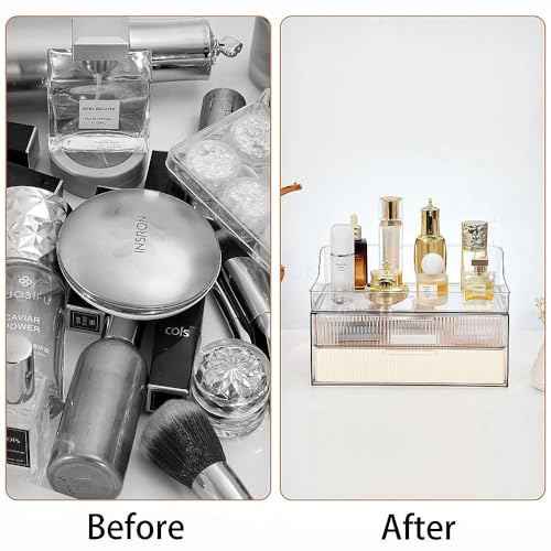 Makeup Organizer Countertop Large Cosmetic Display Cases Cosmetic Organizer Skin care Organizer, 2 Drawers