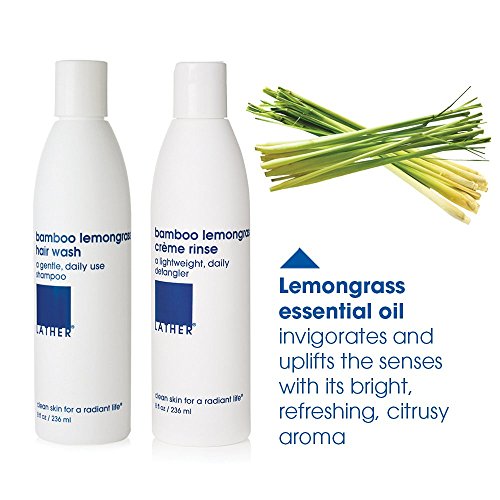 LATHER Bamboo Lemongrass Shampoo & Conditioner Set - Gentle Daily Moisturizing Shampoo & Hair Detangler Conditioner for All Hair Types - Lightweight, Non-Greasy, Sulfate Free - 8 Fl Oz Bottles