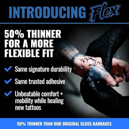 Saniderm Flex Tattoo Aftercare Bandage (New) (3 Sheets, 6 in x 8 in) ? Convenient, Faster Tattoo Healing and Protection ? Sterile, Waterproof, Ultra Flexible, Tatoo Aftercare Wrap ? Matte Finish