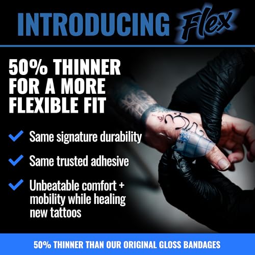 Saniderm Flex Tattoo Bandage - 10.2in x 2yd Waterproof Sterile Wrap