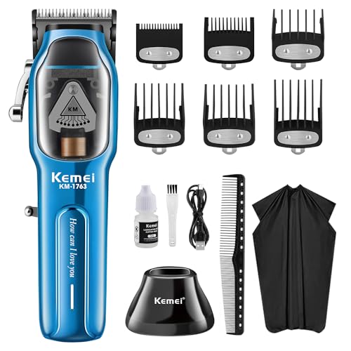 KEMEI KM-1763 Professional Hair Clippers for Men - Cordless & USB Rechargeable