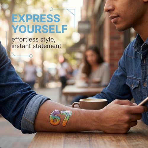80-Pack Six Seven Temporary Tattoos - 40 Unique Viral Meme Designs