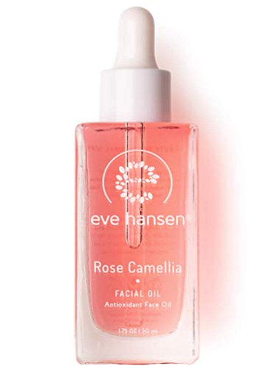 Eve Hansen Rose Camellia Facial Oil | Antioxidant Rich Anti-Aging Moisturizer with Rosehip, Grapeseed, Vitamin E, Squalane | for fine lines, wrinkles, and dry skin 1.7 oz