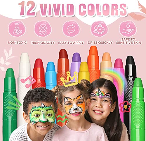 Beesjuy 12 Color Water Based Face Paint Kit for Kids