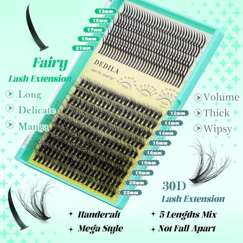30D Cluster Lash Extensions D Curl 12-22mm Natural Spiky