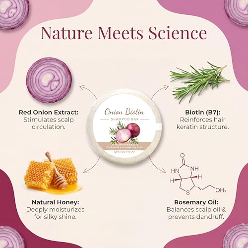 2 Pack Onion Biotin Rosemary Shampoo Bar for Hair Growth