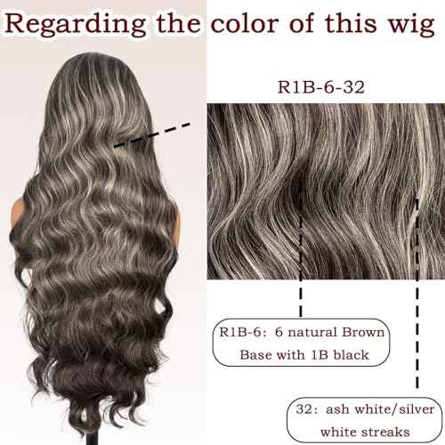 ZadaBelly Highlight 30 inch Body Wave 13x4 Lace Front Wig Brown Base with Black Wavy Hair Pre Plucked Hairline with Baby Hair, Transparent glueless Lace Synthetic Wig for Women Heat Resistant
