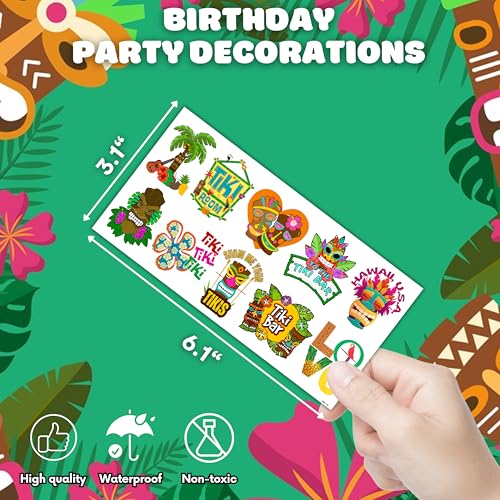 Tiki Hawaiian Luau Temporary Tattoos - 10 Sheets 100PCS
