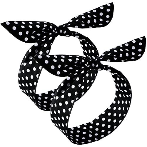 Polka Dot Wired Headbands Set - Vintage Retro Hair Accessories for Women