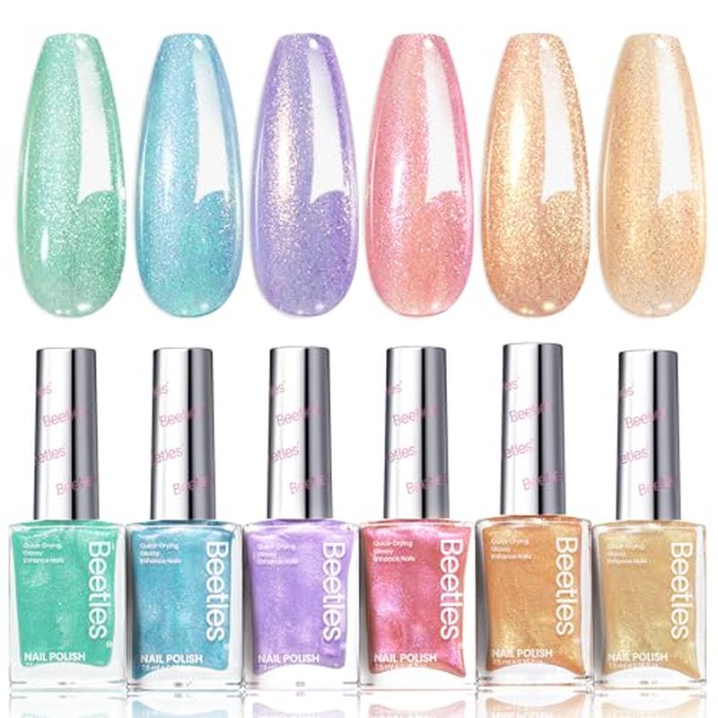 Beetles Glitter Nail Polish Set 6 Colors Air Dry