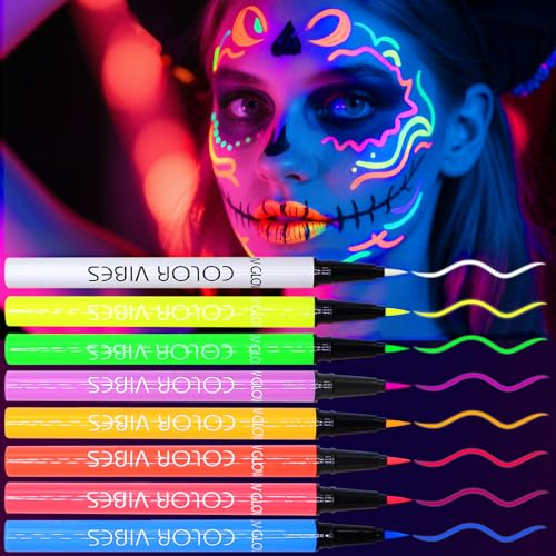 Glow in the Dark Face Paint Pens - 8 Neon Colors for Parties