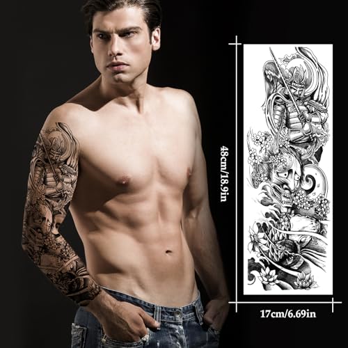 12-Sheet Full Arm Waterproof Temporary Tattoos for Adults