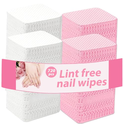 Lint Free Nail Wipes Set - 720 Absorbent Nail Polish Remover Pads for Manicure & Nail Care