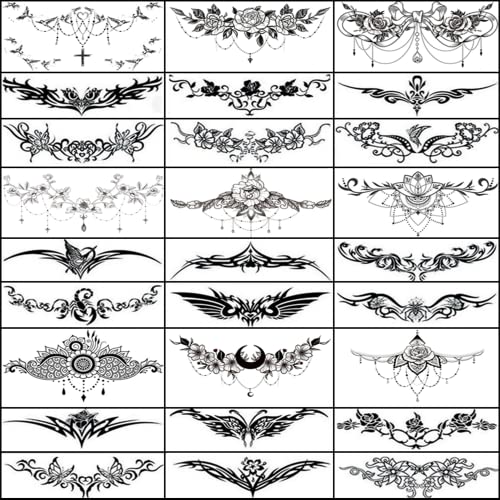 27 Sexy Temporary Tattoos for Women, Long-Lasting Body Art Stickers