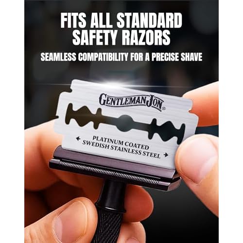 Gentleman Jon 50-Pack Platinum Double Edge Razor Blades - Premium Swedish Stainless Steel Safety Razor Blades - Platinum Coated Blade For Smooth and Comfortable Shaves - Fits Most Men's Safety Razors