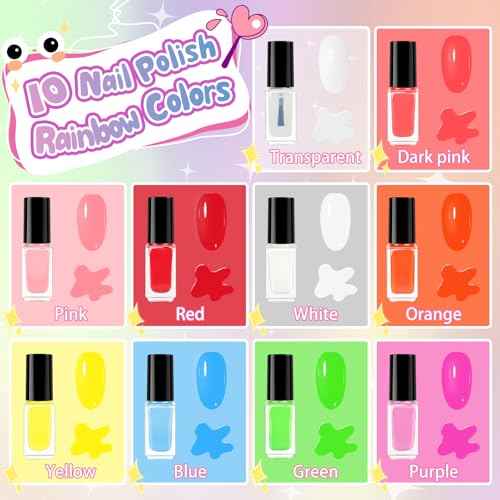 Kids Nail Polish Set for Girls, 28Pcs Nail Art Kit with Nail Dryer, Non-Toxic Peel-Off Water-Based Nail Polish Christmas Birthday Gifts Toddlers Kids Girls Toys Ages 8 9 10+