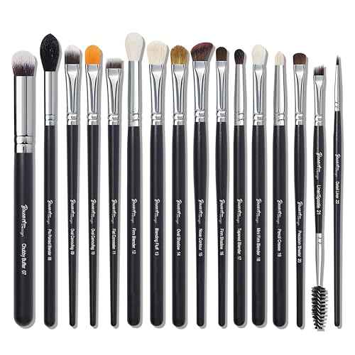 Bueart Design PRO GRADE Natural Hair Eyeshadow Makeup Brush Set,Professional 16Pcs Contour Concealer EyeShadow Eyeliner Brush with Premium Quality for Flawless Eye Makeup Application