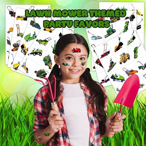 96 PCS Lawn Mower Temporary Tattoos for Kids Birthday Party