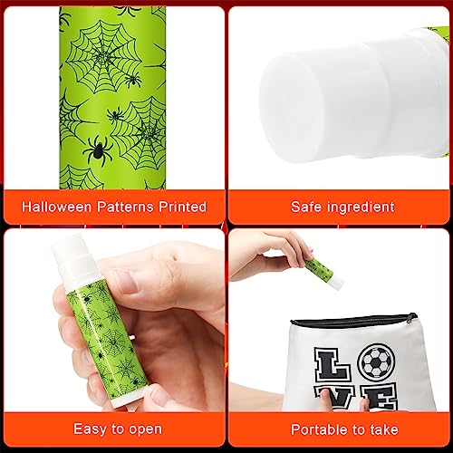 40 Pcs Halloween Lip Balms Bulk, Ghost Spiderweb Skull Bat Design Lip Moisturizers for Adults Summmer Halloween Party Supplies Favor Gifts, 4 Styles