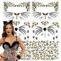 Leopard Print Temporary Tattoos - 6 Sheets Cheetah Face Stickers