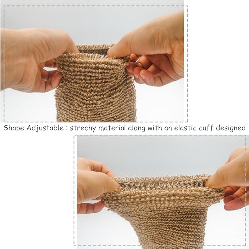 (4 Pack) Natural Exfoliating Hemp Bath Mitt Shower Gloves Loofah Washcloth Sponge Machine Washable Body Scrubber (ROUGHER Hemp)
