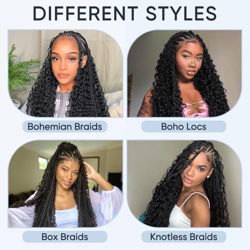 CyorHRT 4/27 Deep Water Wave Human Hair Bundles - Honey Blonde, 150g, 20 Inch, Boho Curly Hair Extensions for Braiding, 3 Pack
