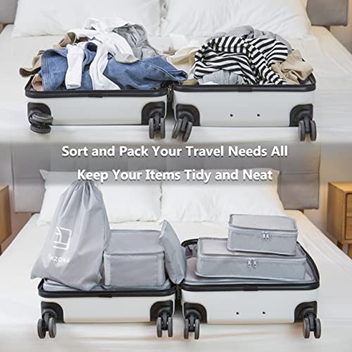Tianzong 7-Piece Packing Cubes Set with Shoe Bag - Grey