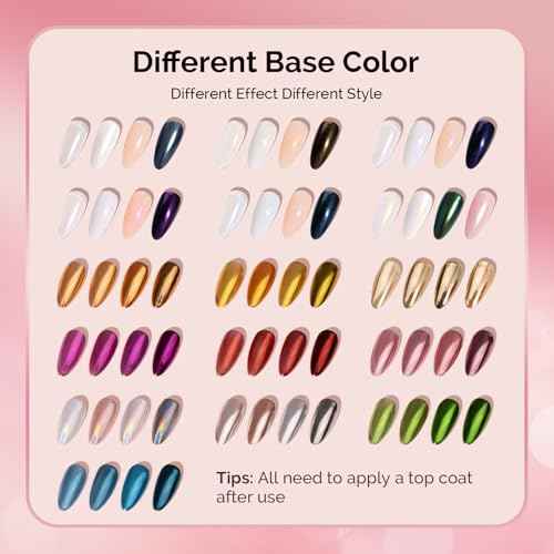 MelodySusie 16Pcs Chrome Nail Powder for Gel Nails,Metallic Mirror Effect Pigment Stylish and Technological Fine Glitter for Home DIY Salon Use