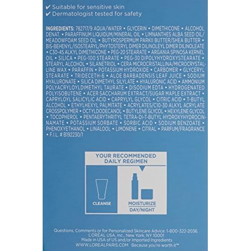 L'Oreal Paris Skincare Hydra Genius Daily Liquid Care Oil-Free Face Moisturizer for Extra Dry Skin, Hyaluronic Acid Moisturizer for Face with Aloe Water and Hyaluronic Acid, 3.04 fl. oz.