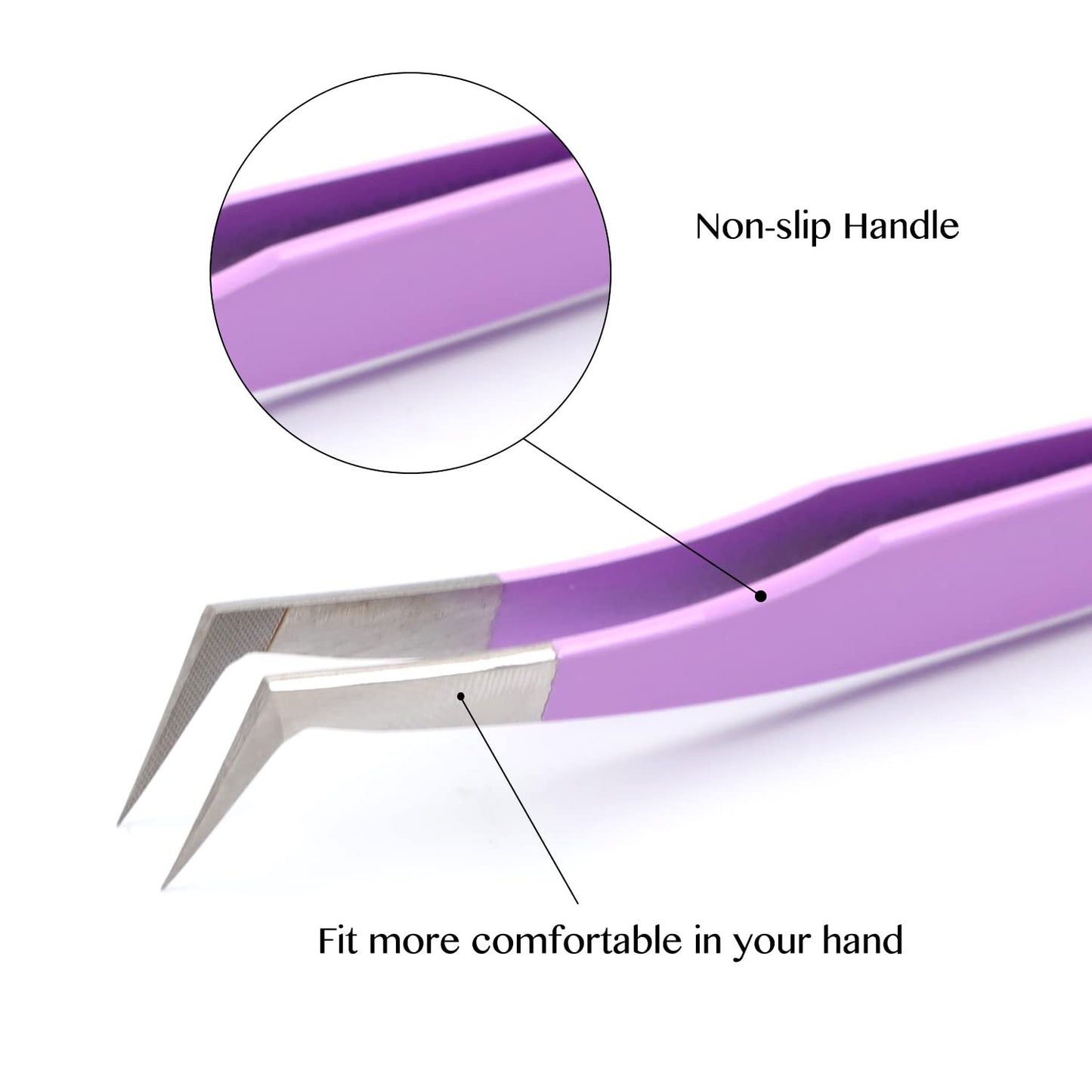 VAVALASH Lash Tweezers - Diamond Grip for Eyelash Extensions - Volume & Classic Fans - Purple, Volume Boot Tweezer