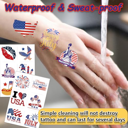 4th of July Temporary Tattoos for Kids - 180pc Patriotic Set