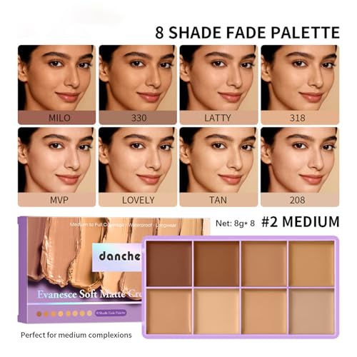 Dulele 8-Color Cream Concealer Palette - Full Coverage