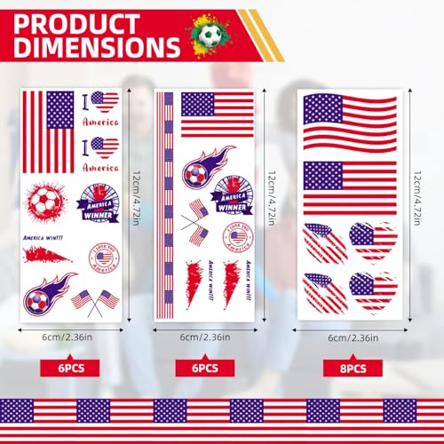 2026 World Cup Flag Temporary Tattoos - 20 Sheets
