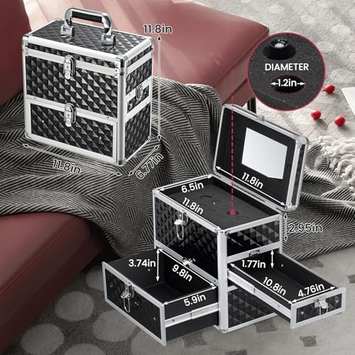 Frenessa Nail Polish Organizer Case with Mirror & Lock