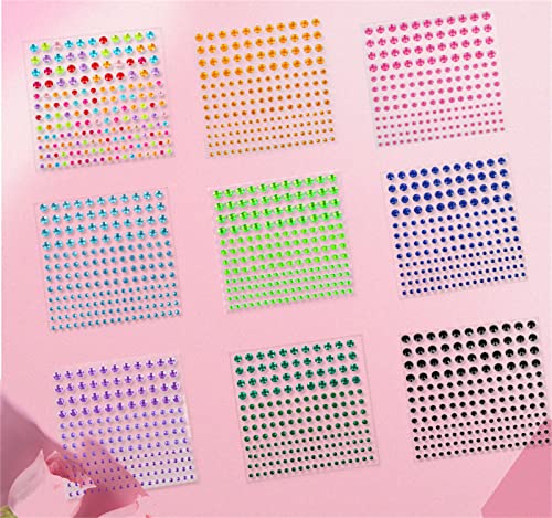 8 Sheets Face Jewels Stick On, Self Adhesive Eye Body Face Gems Jewels Rhinestone Stickers, Makeup Rhinestones Eye Hair Body Jewels Diamond, for Women Festival Party Tattoo DIY Nail Art Decoration